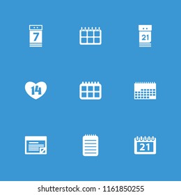 Calendar icon. collection of 9 calendar filled icons such as notebook, plan. editable calendar icons for web and mobile.