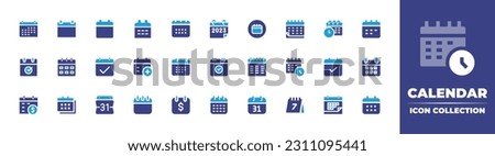 Calendar icon collection. Duotone color. Vector illustration. Containing calendar, date, schedule, appointment, pay day, google calendar, desk, calendar date.