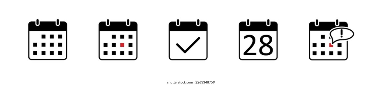 Calendar Icon collection. Calendar flat vector icon. Vector illustration