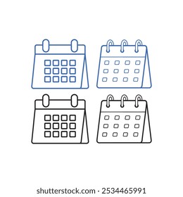 Calendar Icon collection. Meeting Deadlines icon. Time management. Reminder organizer event signs. Outline calendar different variations symbol.