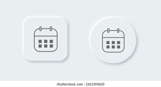 Calendar Icon collection in neomorphic design style. Appointment schedule flat icon icon.