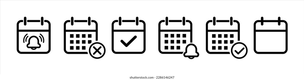 Calendar Icon collection. Set of calendar symbols. Meeting Deadlines icon. Time management .Appointment schedule flat icon icon 10 eps.