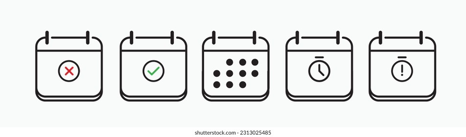 Calendar Icon collection. Set of calendar symbols. Meeting Deadlines icon. Time management schedule. flat icon