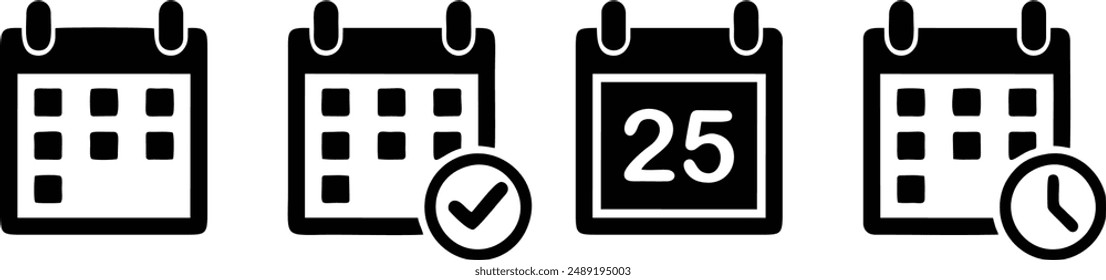 Calendar Icon collection. Set of calendar symbols. Meeting Deadlines icon. Time management .Appointment schedule flat icon icon