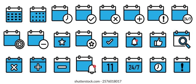 Calendar Icon collection. Set of calendar symbols. Meeting Deadlines icon. Time management .Appointment schedule flat icon icon