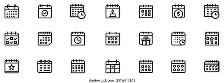 Calendar icon collection. Set of calendar symbols. Meeting Deadlines icon. Time management. Appointment schedule flat icon icon. Vector Illustration. EPS 10