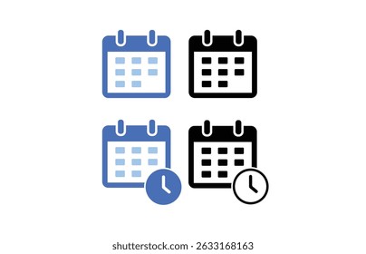 Calendar Icon collection. Set of calendar symbols. Meeting Deadlines icon. Calendar or appointment schedule flat icon. 