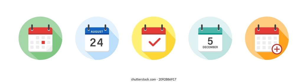 Calendar icon collection. Calendar symbols templates illustration. Time management signs. Stock vector
