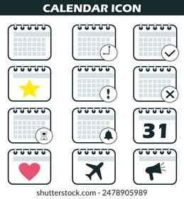 Vector de Colección de iconos de calendario. Las líneas planas, editables. se pueden poner en todos los medios para la promoción, etc. signo incluyen calendario en blanco, agenda, cita, evento, reserva de viajes, aniversario de amor, promoción