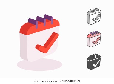 Diseño de color de icono de calendario. Ilustración vectorial plana
