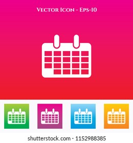 Calendar Icon in Colored Square box. eps-10