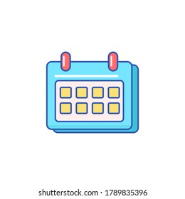Calendar icon with colorful design isolated on white background 