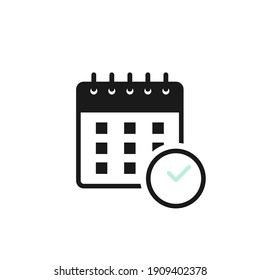 Calendar icon. Concept of organization appointment, schedule, deadline, timing. Vector illustration, flat design