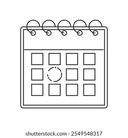 Calendar icon. Contour drawing of a calendar. Vector illustration.