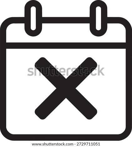 Calendar icon with cross mark vector design