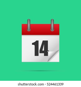 Calendar icon. Calendar date - 14th