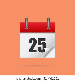 Calendar icon. Calendar date - 25th