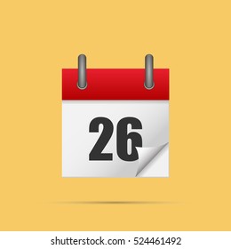 Calendar icon. Calendar date - 26th