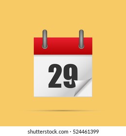 Calendar icon. Calendar date - 29th