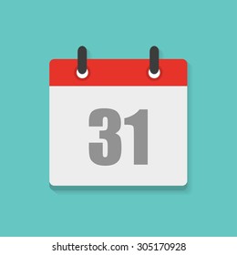 calendar icon with the date 31th in flat style
