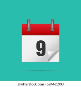 Calendar icon. Calendar date - 9th