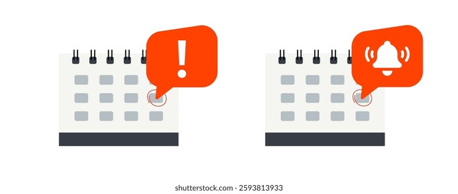 Calendar icon. Calendar date deadline notification. Appointment, schedule, important date. Deadline on a calendar, event notification. Event reminder scheduled on agenda, vector 10 eps.