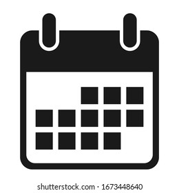 Icono de calendario, símbolo de evento de fecha aislado en fondo blanco. Botón web del vector