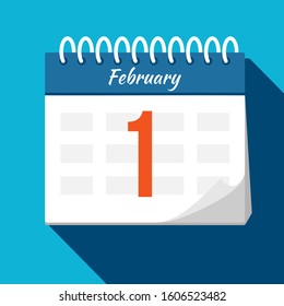 Calendar icon. Calendar Date - February. Planning. Time management.