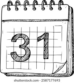 Calendar Icon with Date and Grid Lines