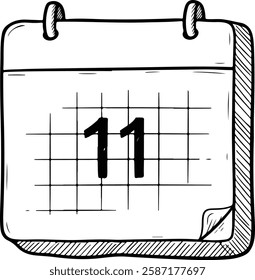 Calendar Icon with Date and Grid Lines for Scheduling