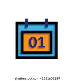 Icono de calendario. Fecha uno. Año nuevo. Símbolo de calendario. momentos importantes o aniversarios. estilo de diseño plano moderno. Plantilla de diseño de Vector