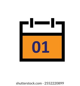 Icono de calendario. Fecha uno. Año nuevo. Símbolo de calendario. momentos importantes o aniversarios. estilo de diseño mixto. Plantilla de diseño de Vector