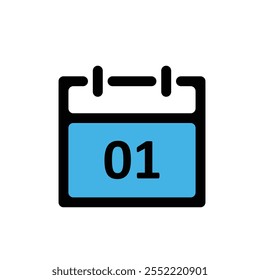 calendar icon. date one. new year. Calendar symbol. important times or anniversaries. mixed design style. vector design template