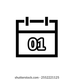 calendar icon. date one. new year. Calendar symbol. important times or anniversaries. Line design style. vector design template