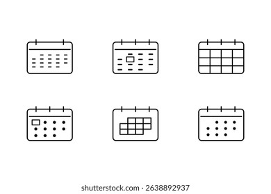 Calendar icon. Date sign vector set. Calendar line icon. Month sign isolated sign set.