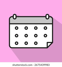 Icono de calendario. Símbolo de planificación de fechas. Ilustración de recordatorio de programación. Organizador de eventos de Vector. EPS 10.