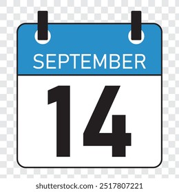 Calendar icon day 14 September, template date days. September Icon. EPS 10.