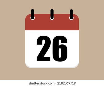 Calendar icon day 26. Days of the year. Vector illustration simple.