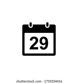 Calendar icon - day 29. Simple black glyph date silhouette for web design, user interface, events, appointments, meetings.