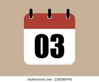 Calendar icon day 3. Days of the year. Vector illustration simple.