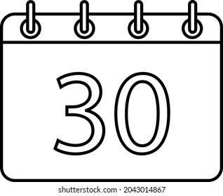 icono de calendario con el día 30