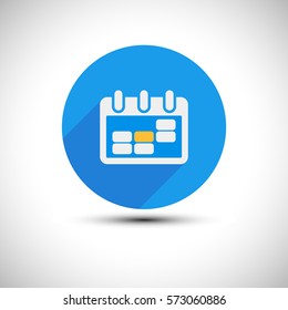 Calendar Icon. Day Meeting Vector Illustration. Blue round Flat Vector Icon.
