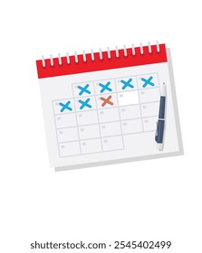 Calendar icon. Deadline, mark dates, schedule, important dates, reminder time. Schedule of events on day, week, month and year. Time management stock illustration