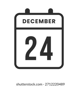 Icono de calendario para el 24 de diciembre, que simboliza el vigésimo cuarto día utilizado para programar, recordatorios, fechas límite y tareas de planificación diarias.