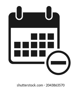 Calendar icon delete, date event symbol isolated on white background. Vector web button .