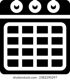 The calendar icon depicts the time and date, in a solid icon style