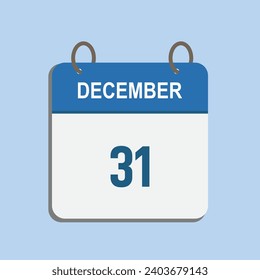 Diseño de iconos de calendario. Icono del calendario con fecha 31 de diciembre.  Vector de símbolo de icono de calendario.