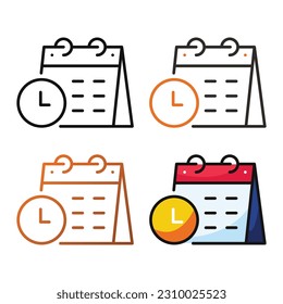 Calendar icon design in four variation color