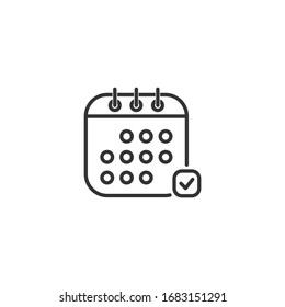 Calendar icon design line style isolated on white background. Vector illustration
