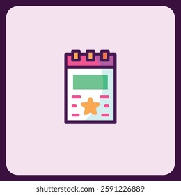 Calendar Icon Design with Star Rating Feature for Events and Reminders